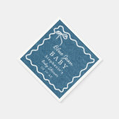 手描きかわいい弓スクイグルブルージーンベイビーシャワー スタンダードカクテルナプキン (角)