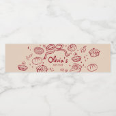 手描きかわいこちゃんパイ秋の赤ちゃんシャワー ペットボトルラベル (シングルラベル)