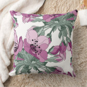 手描きさくらんぼの花ミニマルフローラ緑 クッション (ブランケット)