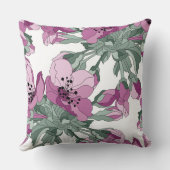 手描きさくらんぼの花ミニマルフローラ緑 クッション (裏面)