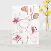 手描きさくらんぼ空白の花 カード (黄色い花)