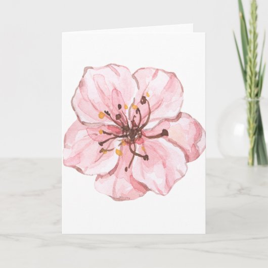 手描きさくらんぼ空白の花 カード (正面)