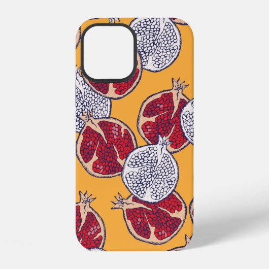 手描きざくろのシームレスパターン。 iPhoneケース (裏面)