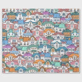 手描きとカラーのビンテージシームレスパターン ラッピングペーパー (フラット)