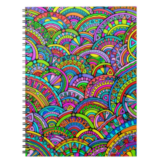 手描きとデジタルペイントの柄アート 27 ノートブック (正面)