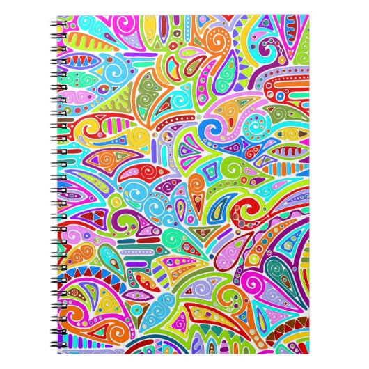 手描きとデジタルペイントの柄アート 7 ノートブック (正面)