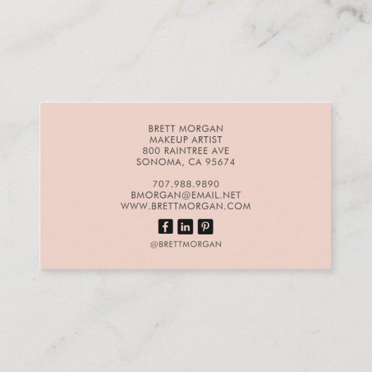 手描きと水彩女性の顔スキンケア 名刺 (裏面)