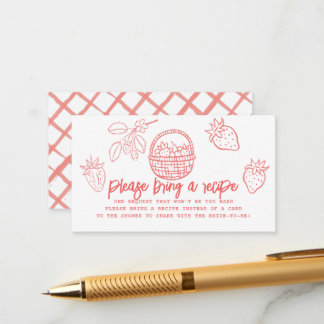 手描きのいちごのブライダルシャワーレシピリクエスト エンクロージャーカード