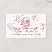 手描きのいちごのブライダルシャワーレシピリクエスト エンクロージャーカード (正面)