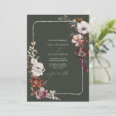 手描きのえんどうの花の飾り縁取りのグリーンウェディング 招待状 (スタンド正面)