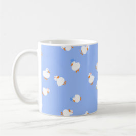 手描きのかわいいアヒルのブルーコーヒーマグ コーヒーマグカップ