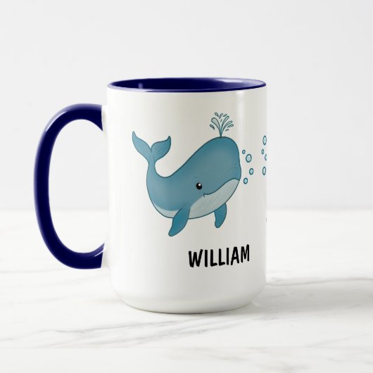 手描きのかわいいクジラのコーヒーマグカップ マグカップ (左)