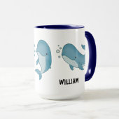手描きのかわいいクジラのコーヒーマグカップ マグカップ (正面右)