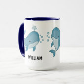 手描きのかわいいクジラのコーヒーマグカップ マグカップ (正面左)