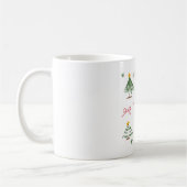手描きのかわいいクリスマスツリーとリボンのパターン コーヒーマグカップ (左)