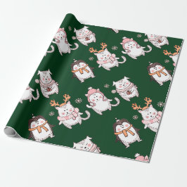 手描きのかわいいクリスマス動物ギフト包装 ラッピングペーパー
