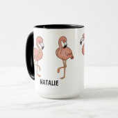 手描きのかわいいフラミンゴのコーヒーマグ マグカップ (正面左)