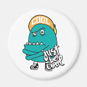 手描きのかわいいモンスターイラストレーション マグネット (正面)