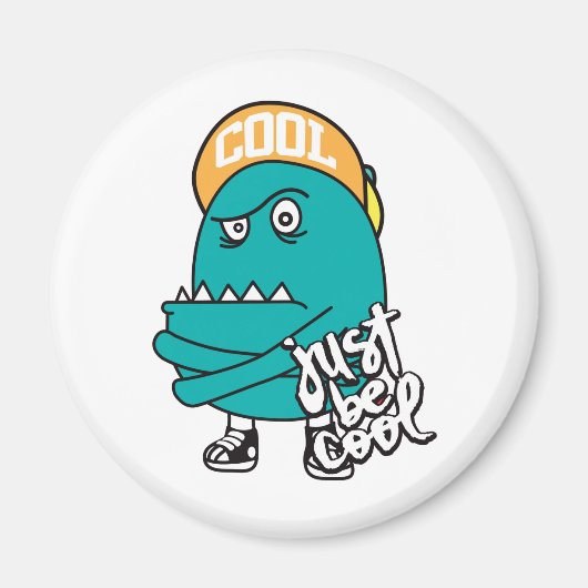 手描きのかわいいモンスターイラストレーション マグネット (正面)