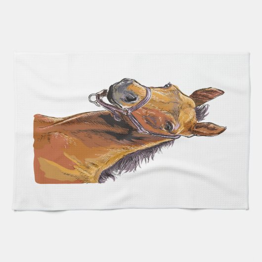 手描きのかわいい子馬のハンドタオル キッチンタオル (横)