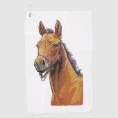 手描きのかわいい子馬のハンドタオル ゴルフタオル (正面)