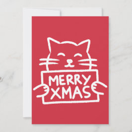 手描きのかわいい猫 メリークリスマス シーズンカード
