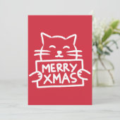 手描きのかわいい猫 メリークリスマス シーズンカード (スタンド正面)