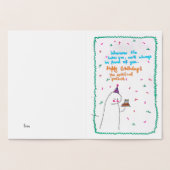手描きのかわいい誕生日カードとダンスする友達 箔カード (内部)
