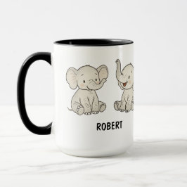 手描きのかわいい象のコーヒー マグカップ
