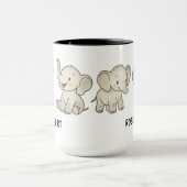 手描きのかわいい象のコーヒー マグカップ (中央)