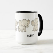 手描きのかわいい象のコーヒー マグカップ (正面右)