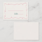 手描きのぐるぐるフレーム 緑 ピンク プレイスカード (正面/裏面)