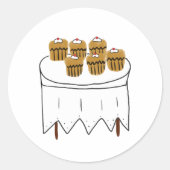 手描きのさくらんぼのカップケーキ 6個 ラウンドシール (正面)
