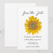 手描きのひまわりで作った「Save The Date」カード セーブザデート (正面/裏面)