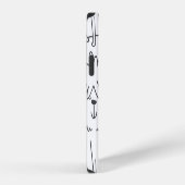 手描きのふわふわ犬:ヴィンテージ パターン iPhoneケース (右側面)