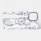 手描きのふわふわ犬:ヴィンテージ パターン iPhoneケース (裏面横)