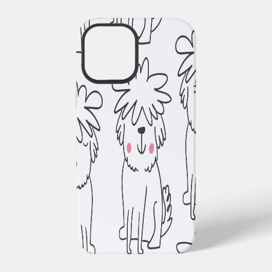 手描きのふわふわ犬:ヴィンテージ パターン iPhoneケース (裏面)