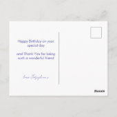 手描きのほんわかブルー ハッピーバースデー ポストカード (裏面)