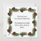 手描きのイギリスのコテージとカーディナル シーズンカード (裏面)