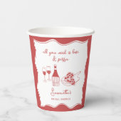 手描きのイタリアンピザとワインのウェディングシャワーデザイン 紙コップ (裏面)