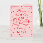手描きのイチゴで「I Love You Mom」母の日 シーズンカード (正面)