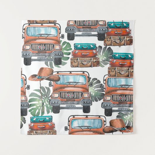 手描きのイラストレーション。水彩シームレスパッテ タペストリー (正面)