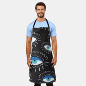 手描きのインディアン、アステカ族の目、羽毛f エプロン (着用した状態)