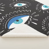 手描きのインディアン、アステカ族の目、羽毛f シェルパブランケット (3/4)