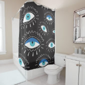手描きのインディアン、アステカ族の目、羽毛f シャワーカーテン (インサイチュ)