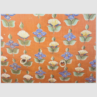 手描きのインドの花柄の壁掛けアート 薄葉紙