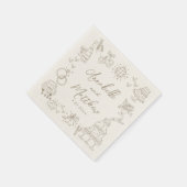 手描きのウィスキカルな結婚式 スタンダードカクテルナプキン (角)