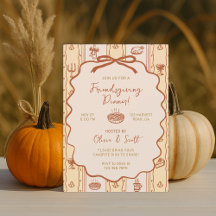 手描きのウィムジカルなフレンドギビング・ポットラック・ディナー