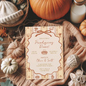 手描きのウィムジカルなフレンドギビング・ポットラック・ディナー 招待状