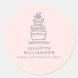 手描きのウェディングケーキ・ウォーターカラー ラウンドシール